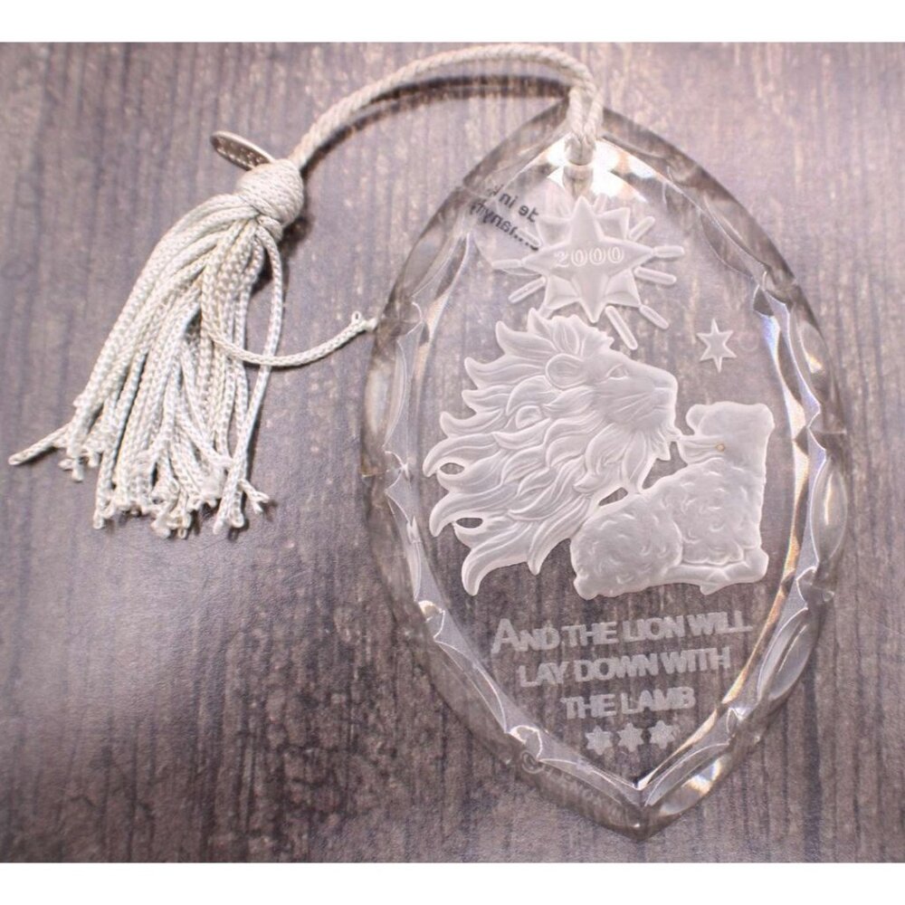 Lenox Crystal Ornament Lion Lamb Isaiah 11:6 Made in Germany Year 2000 Vintage